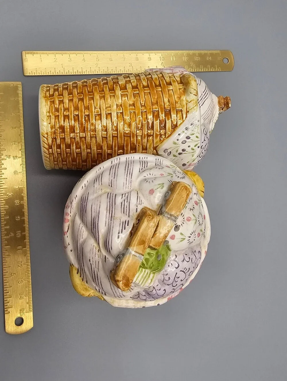 Enesco Ceramic Basket Weave Canisters with Cloth Lid Design - Set of 2